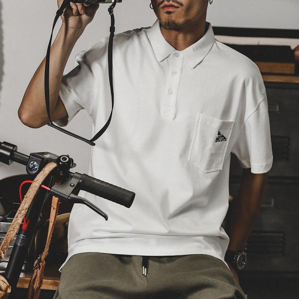 ポロシャツ 半袖 プルオーバーシャツ メンズ ポケット付き ビッグシルエット ワンポイント ストリー...