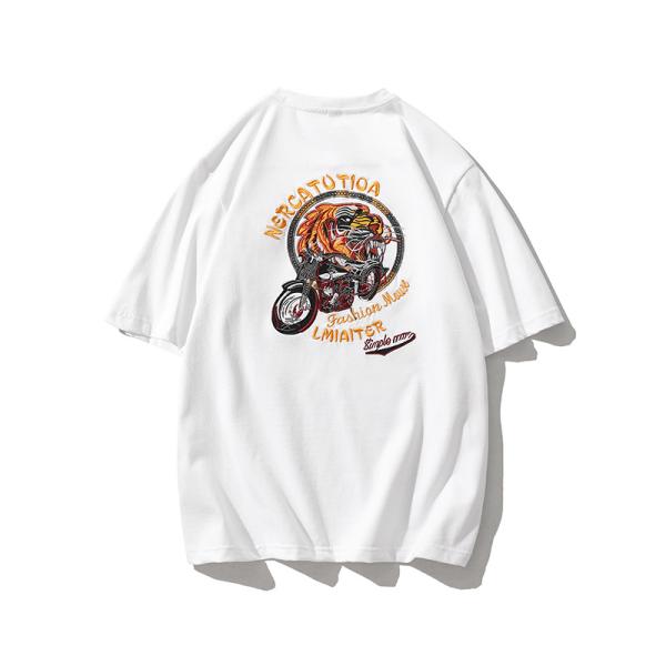 丸首tシャツ 刺繍入り メンズ 半袖 オシャレ 通気 綿t 吸汗 半袖tシャツ カットソー トップス...