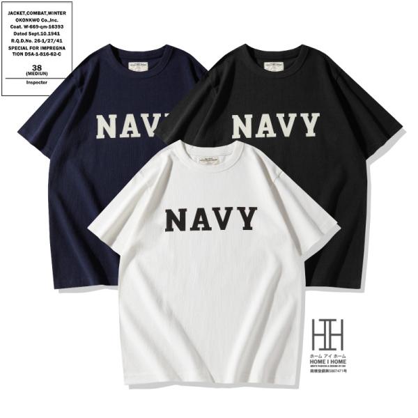 ヘビーウェイトtシャツ メンズ 半袖 ロゴt NAVY プリントTシャツ おしゃれ 綿 100％ ウ...