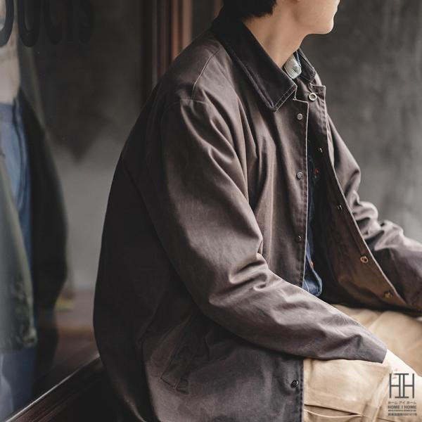 ステンカラーコート ワックスコート メンズ コーデュロイ襟 撥水 防水 防汚 防キズ 綿 ハンティン...