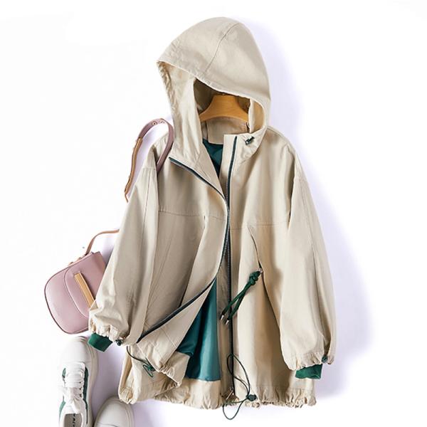 アウター レディース ミディアム丈 フードあり ジップアップ ライトアウターオーバーサイズ スプリン...