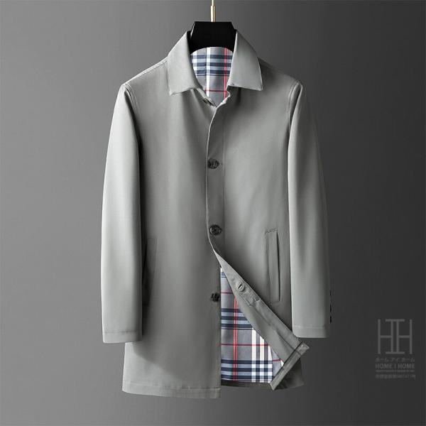 ビジネスコート ステンカラーコート 無地 メンズ ビジネス シンプル ミディアム丈 防風 カジュアル...