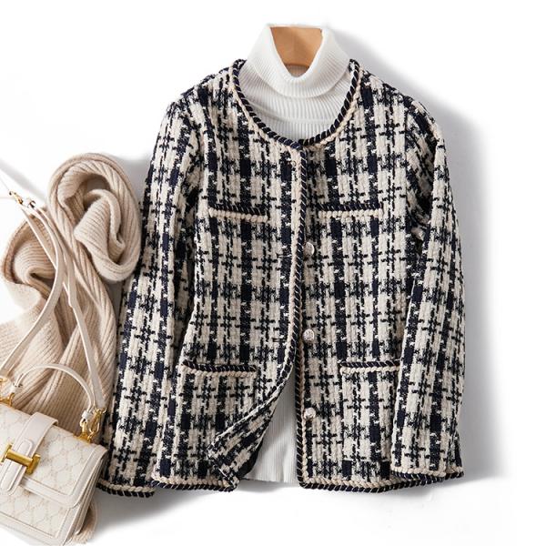 レディースウール ショート丈 配色デザイン きれいめ 通勤 ビジネス オフィス 入学式 卒業式 ママ...