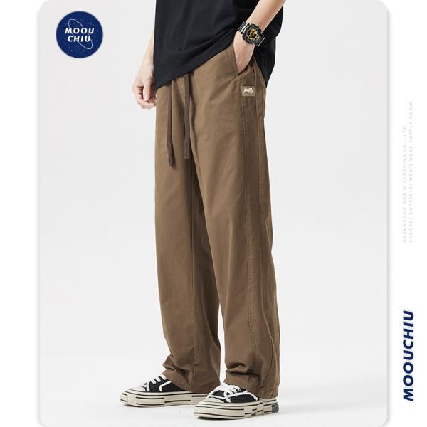 カーゴパンツ ズボン ロング丈 メンズ ストレート ゆったり ワークスタイル カジュアル ワンポイン...