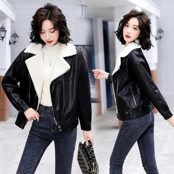 ジャケット ライダースジャケット ボアライダースジャケット PUレザー レディース 柔らかい 秋冬 ...