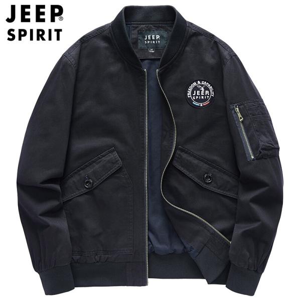 ミリタリージャケット ビッグポケット 綿生地 ワッペン ソフト ジップ留め 高品質 ロゴ ジャンパー...