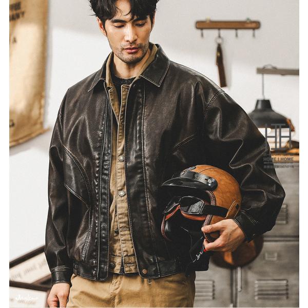レザージャケット メンズ ライダースジャケット メンズ PU フェイクレザー おしゃれ 皮ジャン 革...