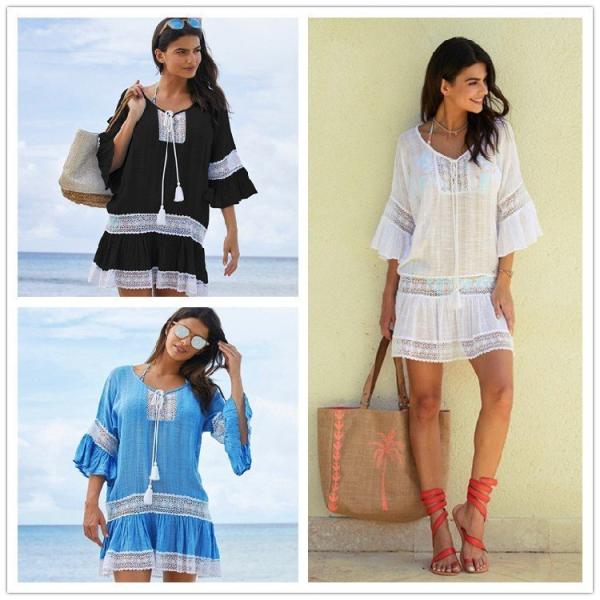 ビーチウェア 水着の上に着るカーディガン ロング丈 レディース ビーチガウン 紫外線対策 日焼け防止...