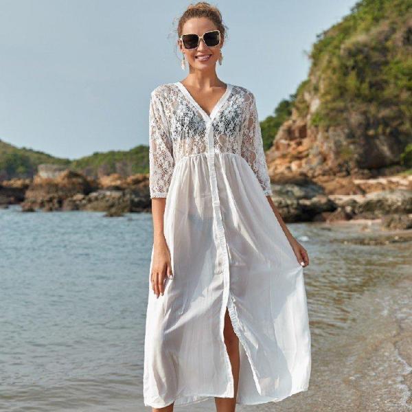 ビーチウェア 水着の上に着るロングカーディガン ロング丈 レディース リゾート 体型カバー 日焼け防...