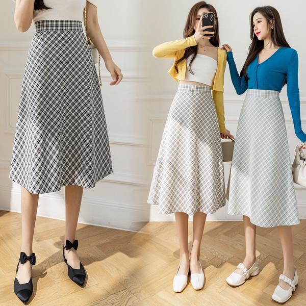 ギャザースカート フレア かわいい キレイめ Aライン レディース チェック 女性 後ジップ留め 柄...