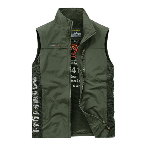 メッシュベスト メンズ 野外撮影 釣り スポーツ アウトドア 作業服軽量 ポケット付 作業着 農業 ...