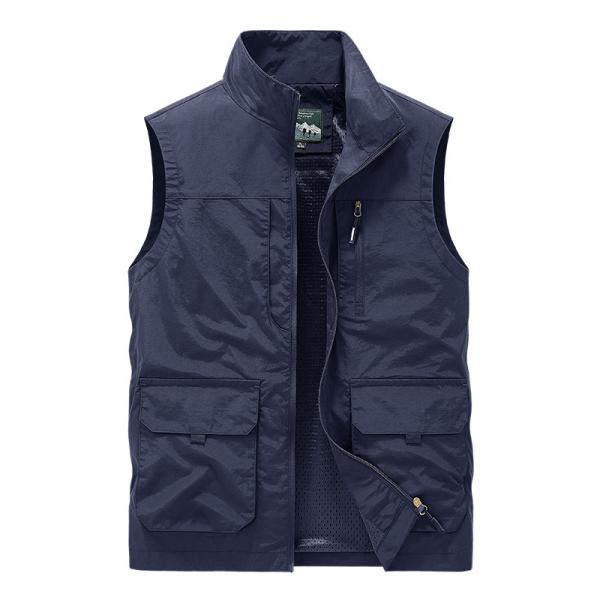 釣りベスト メンズ 立ち襟 無地 野外撮影 アウトドア 作業服軽量 ポケット 作業着 農業 仕事 ウ...