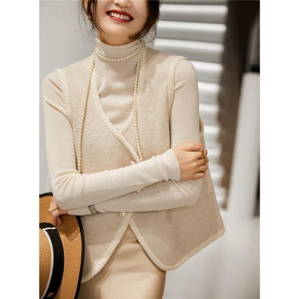 ベスト レディース ウール インナーベスト ボタンデザイン 秋冬 キレイめ柔らかい 暖かい大人 女性