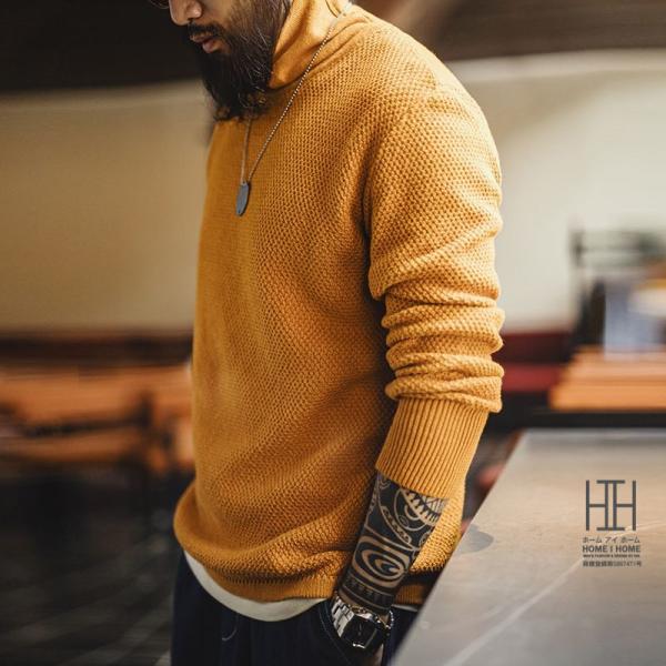 セーター タートルネック ニットセーター メンズ 長袖 編み 綿100 柔らかい ニットソー トップ...