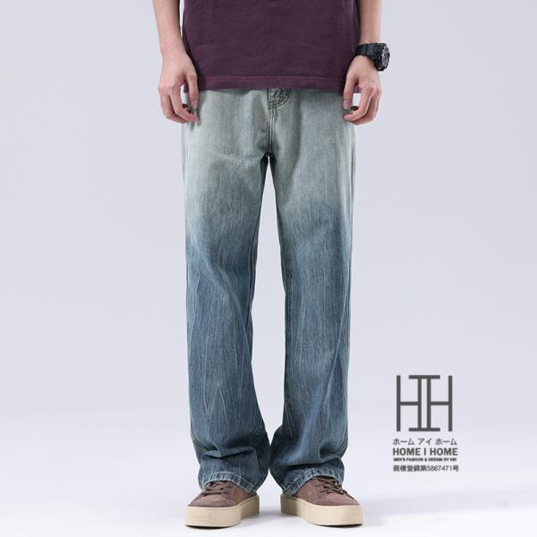 パンツ デニム メンズ グラデーション ストレート ジーンズ デニムパンツ レギュラー ゆったり 大...