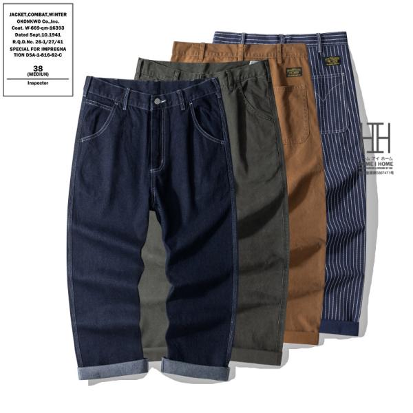 ストレート ジーンズ ワークパンツ ペインターパンツ メンズ 13.5ozデニム 12ozキャンバス...