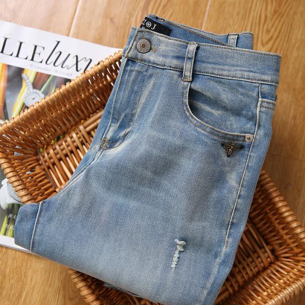 ジーンズ レディース デニムパンツ ベーシック ロング丈 クラッシュ ブリーチ加工 カジュアルパンツ...