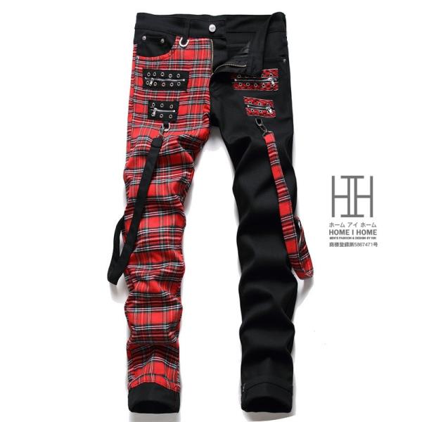 ジーンズ メンズ デニム デニムシャツパンツ デザイン入り ズボン スキニー ロング丈 ストレッチ ...