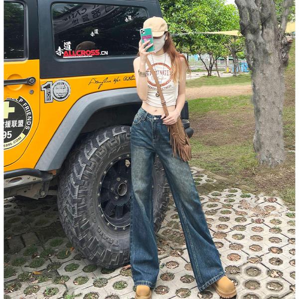 ブーツカットパンツ 女性 2種類丈 デニム 選択可能 長め ロング かっこいい ビンテージスタイル ...