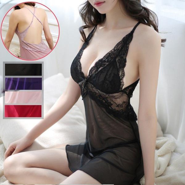 ベビードール レディース下着 シースルー セクシーランジェリー レース インナー スリップ 下着女性...