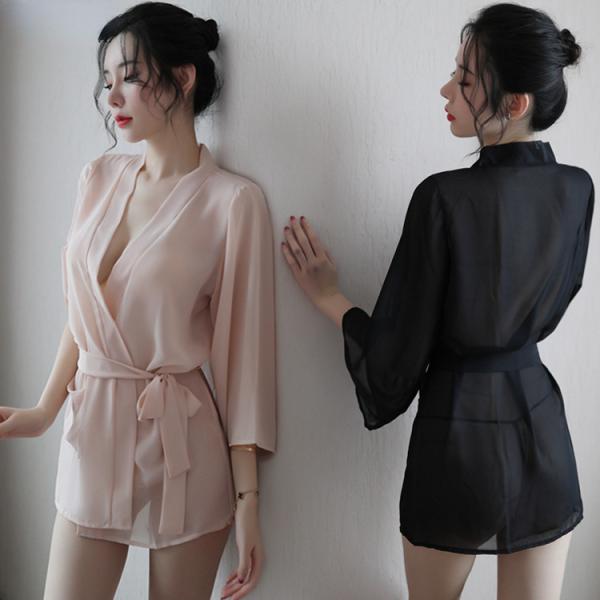 ランジェリー ガウン ナイトウエア シフォン パジャマ 部屋着 女性 お控え露出 ランジェリー ベビ...