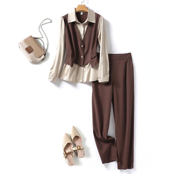 長袖シャツ レディース パンツ ブラウス 切り替えデザイン 通勤 ビジネス オフィスきれいめ おしゃ...