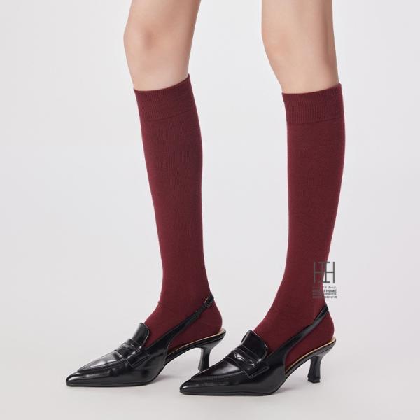 ハイソックス 靴下 レディース たるみソックス アンゴラレッド 赤 綿 着圧 抗菌 消臭機能 ストレ...