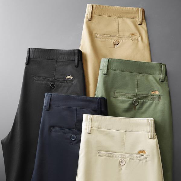 スラックス メンズ シワになりにくい 分厚い ストレッチ 刺繍入り 高品質 ストレート ビジネス 通...