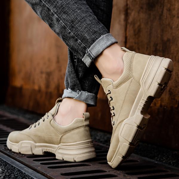 スニーカー メンズ ローカット ワークブーツ メンズスニーカー 革靴 靴 ランニングシューズ カジュ...