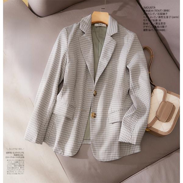 テーラードジャケット 2ボタン レディース 千鳥格子 春秋ジャケット