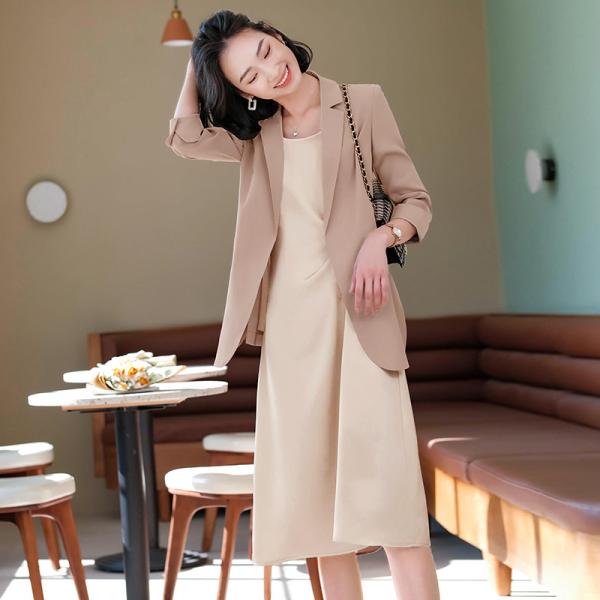 テーラード レディース 7分袖 シフォン スリット 無地 薄手 女性 テーラードジャケット 通勤 ビ...