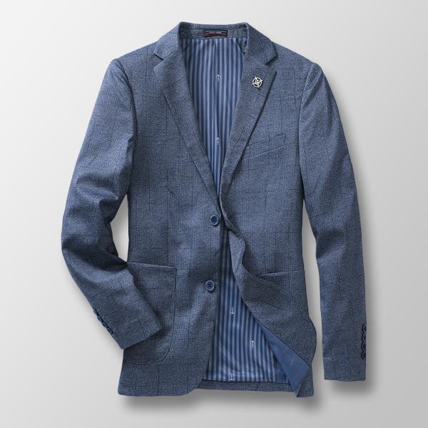 テーラードジャケット メンズ ストレッチ ギンガムチェック 柄物 ブレザー 英文字 おしゃれ ビジカ...