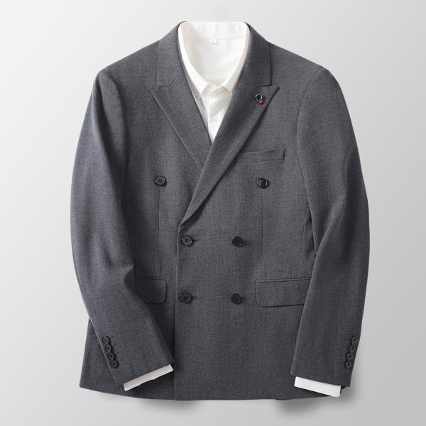 テーラードジャケット メンズ ブレザー ダブルボタン ブローチ付き おしゃれ 細身 スタイリッシ ジ...