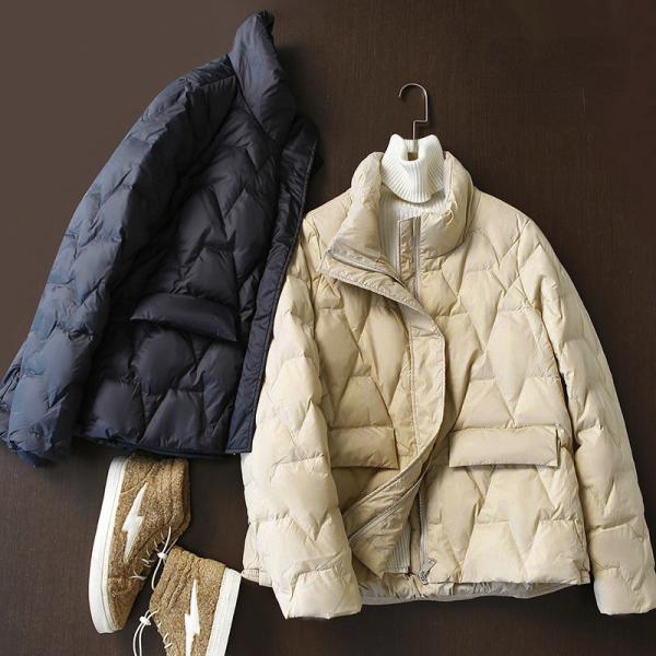 フードなしダウンコート レディース キルティング ショート丈 シンプル ダウンジャケット 動きやすい...