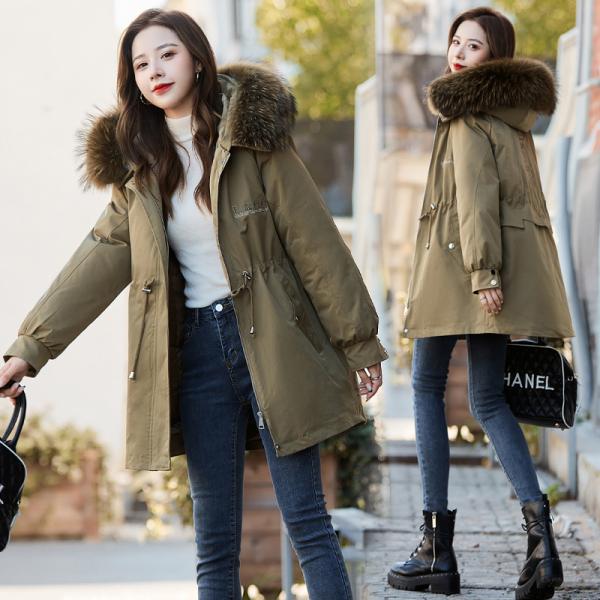 ダウンジャケット 2WAY ラグランスリーブ ファーフード 送料無料 ウエスト調節可能 リアルダック...