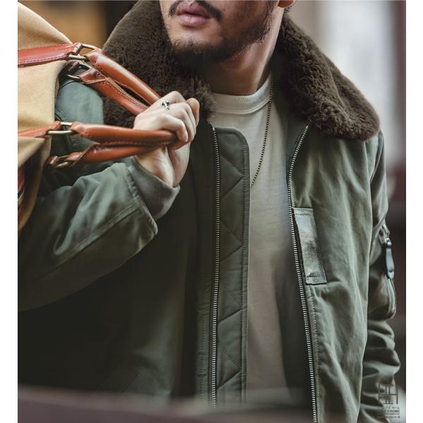 ミリタリージャケット メンズ 中綿コート B-15 ファー フライトジャケット ボンバージャケット ...