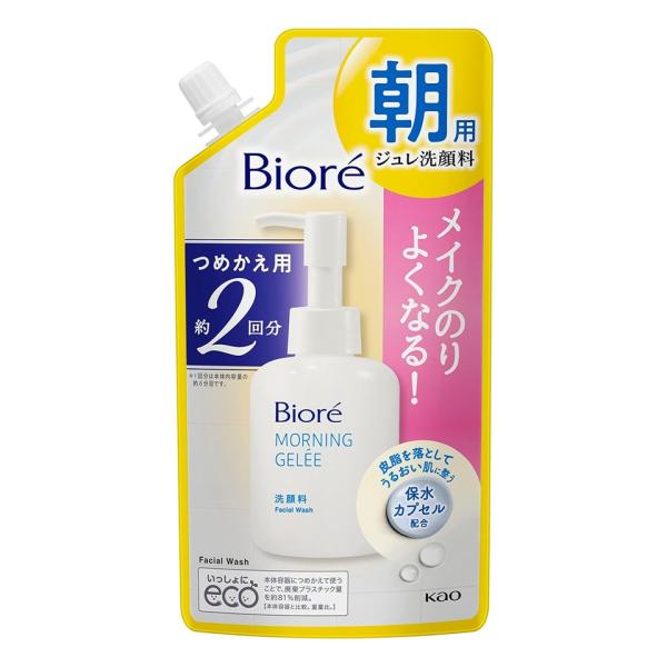 1個 花王 Biore ビオレ 朝用ジュレ洗顔料 つめかえ用 2回分 アクアフローラルの香り 160...