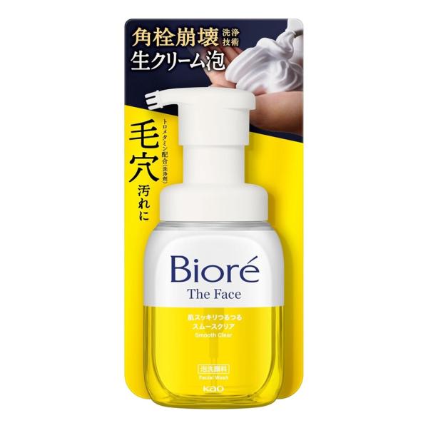 1個 花王 Biore ビオレ ザフェイス 泡洗顔料 スムースクリア 本体 200ml やわらかなベ...