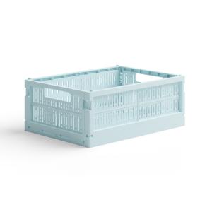 made crate　100% リサイクルプラスチックの折りたたみコンテナボックス　Mサイズ　Ice Cube Blue｜ruskea
