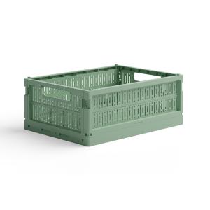 made crate　100% リサイクルプラスチックの折りたたみコンテナボックス　Mサイズ　Green Bean Green｜ruskea