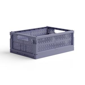 made crate　100% リサイクルプラスチックの折りたたみコンテナボックス　Mサイズ　Blue Grey｜ruskea