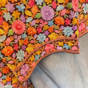 カシミール刺繍 小花柄 大判ショール タペスト...の詳細画像2