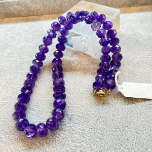 ネックレス 天然石 アメジスト 紫水晶 多面カットビーズ ハンドメイド 高品質 パープル 紫 クラシック 誕生石 ジュエリー メンズ レディース ユニセックス