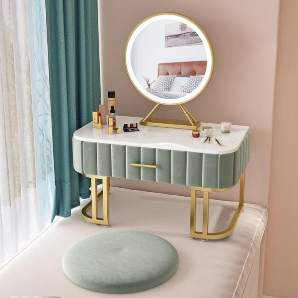 引き出し付きドレッサー 化粧台 大理石風 幅70cm 高さ40cm ロータイプ コンパクト 机 ミニ...