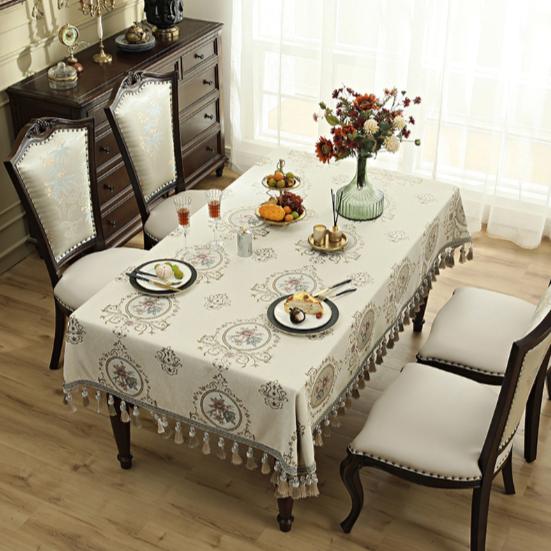 テーブルクロス ヨーロッパ ロココ 140cm 240cm 220cm ホワイト 高級感 ゴージャス...