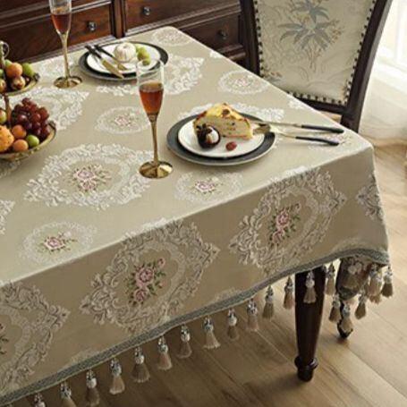 テーブルクロス ヨーロッパ ロココ 140cm 200cm 180cm ホワイト 高級感 ゴージャス...
