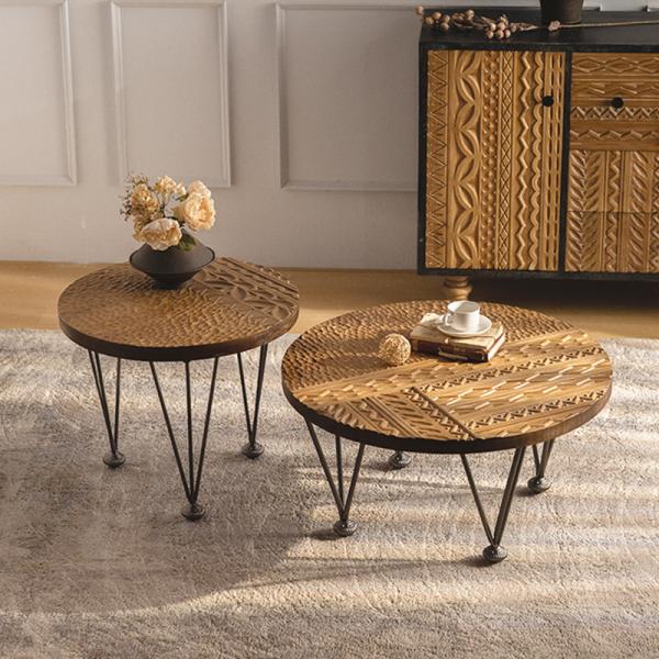 センターテーブル スタイリッシュ L size 直径80cm ヴィンテージ調 モダン おしゃれ かわ...