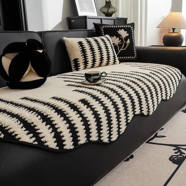 ソファーカバー 90cm×150cm 90cm×180cm ボーダー ブラック レッド グリーン カ...