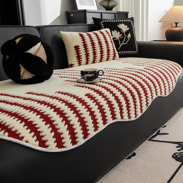 ソファーカバー 90cm×210cm  90cm×240cm ボーダー ブラック レッド グリーン ...