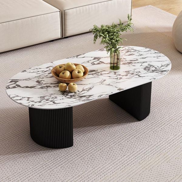 センターテーブル ダイニング テーブル 大理石風 岩板 楕円形 ラウンド シンプル モダン おしゃれ...